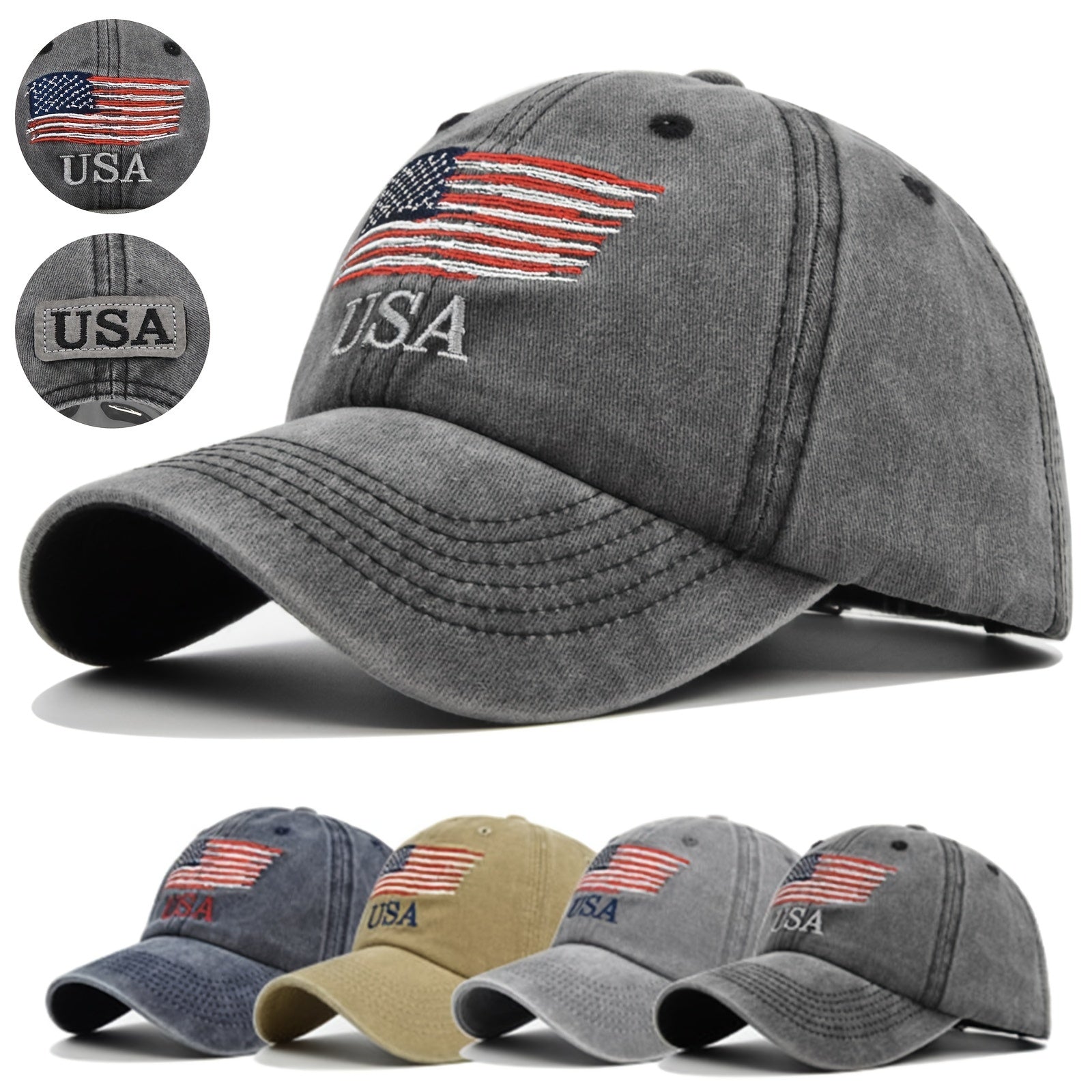 Vintage Baseball Hat American Flag Patch Breathable Mesh Classic