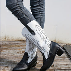 Women's Retro Western Boots Pointed Toe Chunky Heel Cowgirl Boots