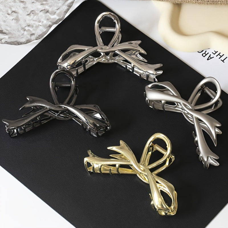 Minimalist Bow Ribbon Hair Claw Clip Non-slip Metal Hair Clip Women Girls