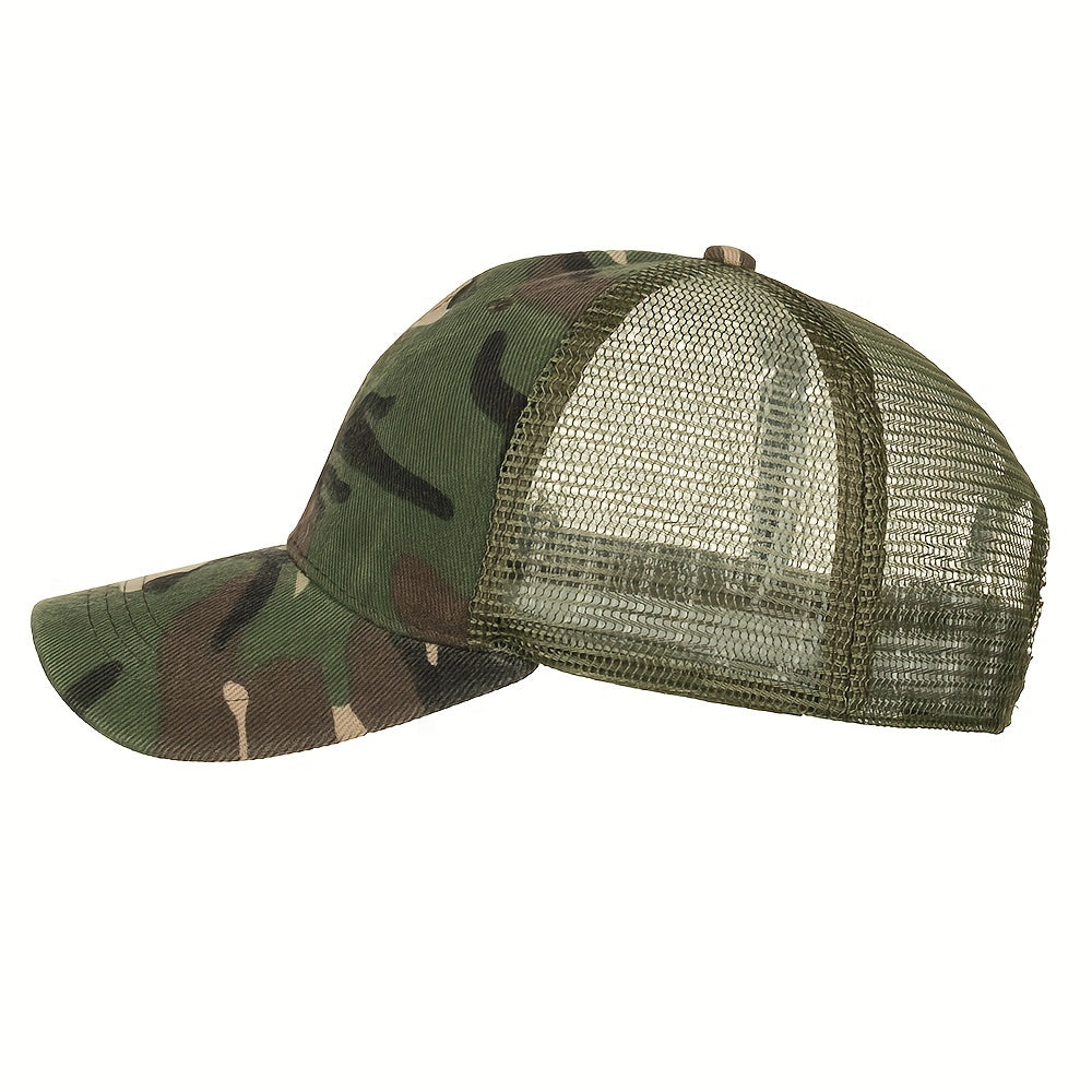 Breathable Camo Trucker Hat for Outdoor Sports and Activities