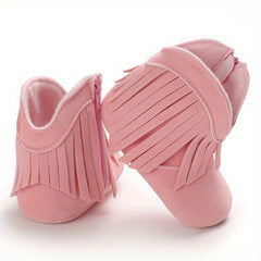 Baby Girls Tassel High Top Boots Soft Anti-skid Walking Boots