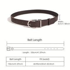 Oval Pin Buckle PU Belt Solid Belt Adjustable Unisex