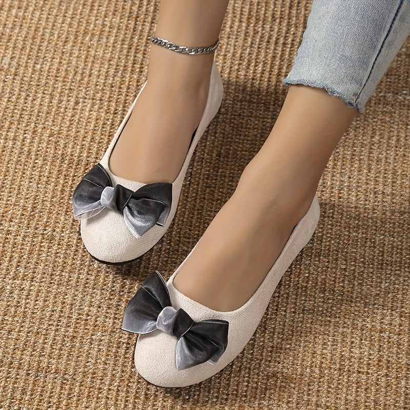 Women's Bowknot Flat Shoes Slip On Soft Sole Shoes Dress Ballet Flats