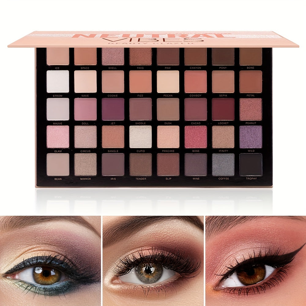 40 Color Matte & Pearly Milk Tea Eyeshadow Palette Earth Tone Makeup