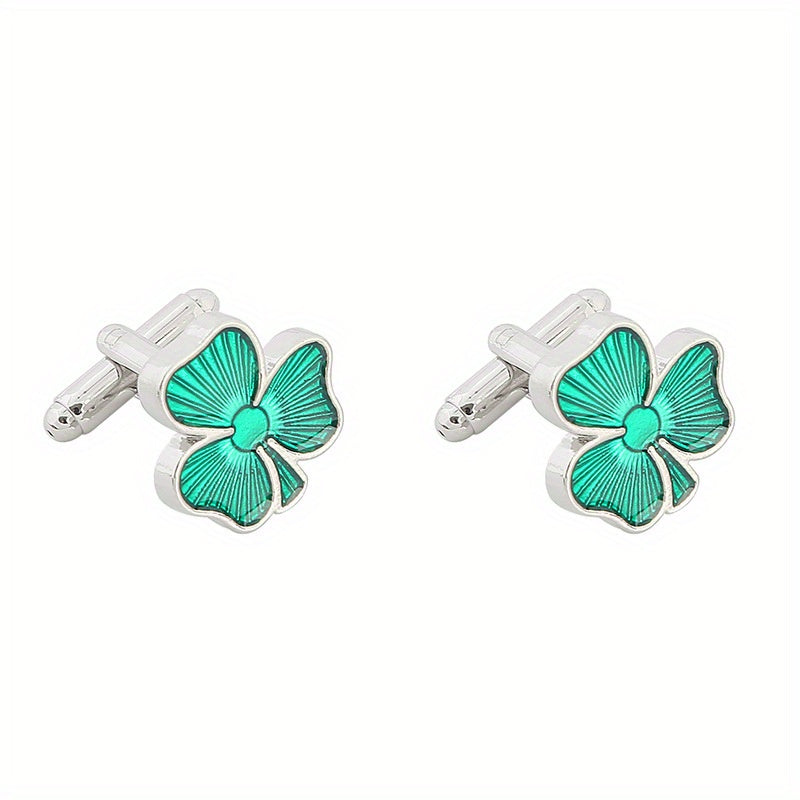 Clover Lacquered Cufflinks French Men's Shirts Cuff Nails