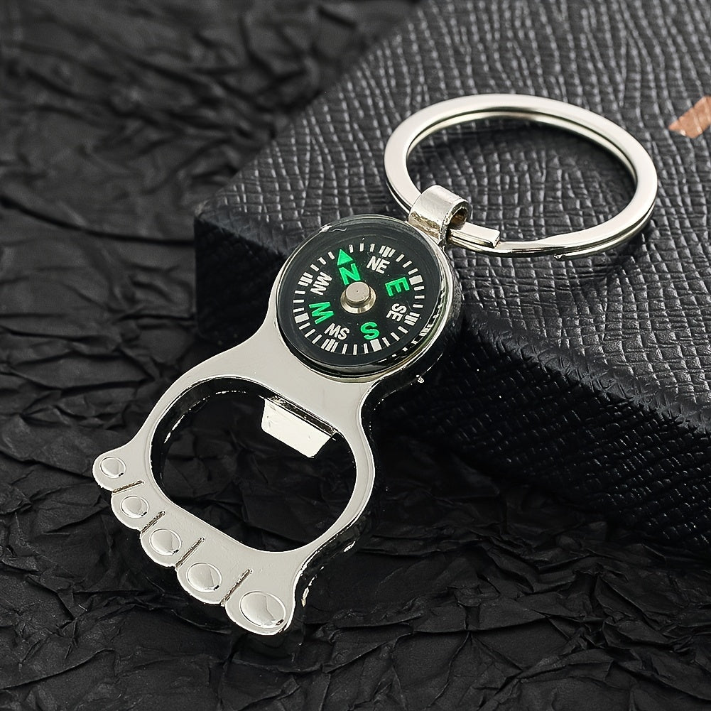 Toe Shaped Compass Keychain Bottle Opener Camping Picnic