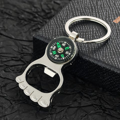 Toe Shaped Compass Keychain Bottle Opener Camping Picnic