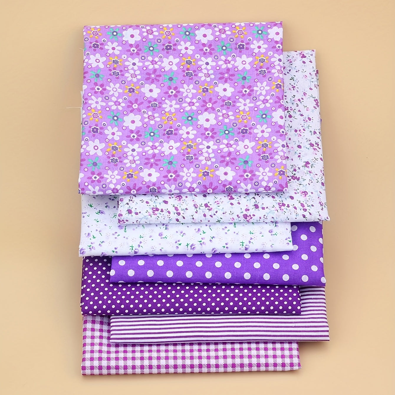 7pcs Printed Cotton Quilting Sewing Patchwork DIY Cloth Purple Series