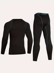 Men's High Stretch Gym Fitness Set Long Sleeve T shirt And Legging Set