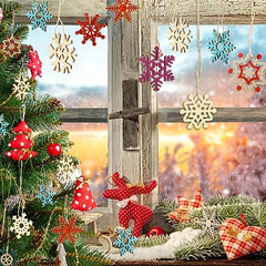 30pcs Wooden Snowflake Decorations Christmas Tree Decor
