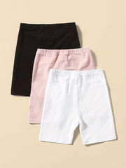 3pcs Girls Soft Bottoming Elastic Waist Shorts for Spring Summer
