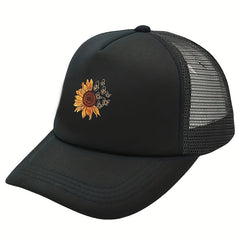 Butterfly Daisy Printed Trucker Hat Baseball Cap Mesh Breathable Sun Hats
