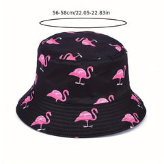 Foldable Flamingo Print Bucket Hat Lightweight Fisherman Cap for Women