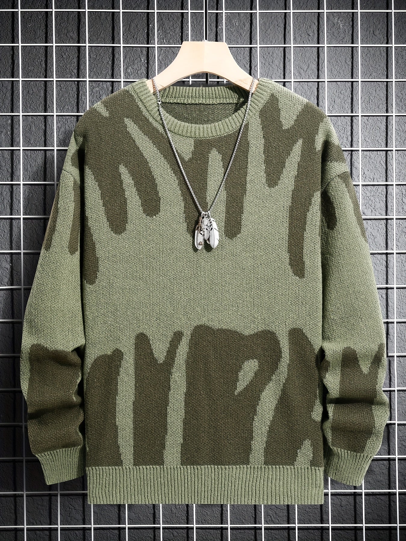 Men's Abstract Graphic Sweater Casual Pullover for Fall and Winter