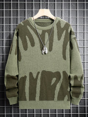 Men's Abstract Graphic Sweater Casual Pullover for Fall and Winter