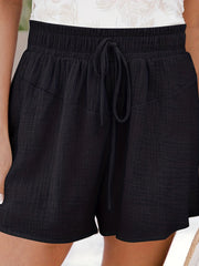 Solid Drawstring Shorts for Women