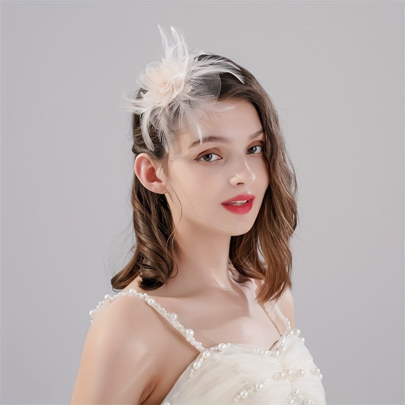 Mesh Flower Feather Head Piece Hair Accessories for Women