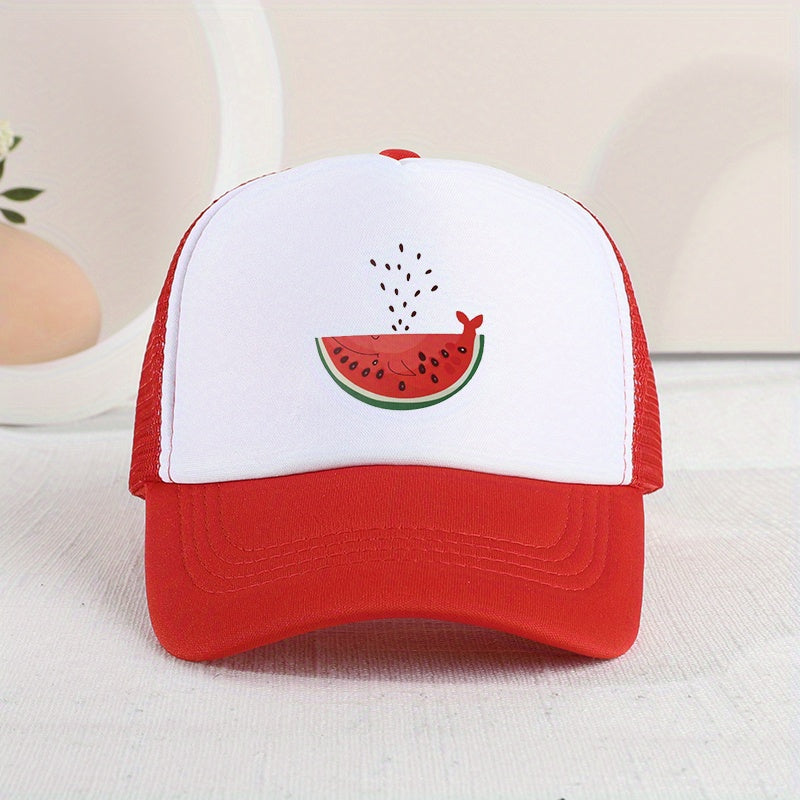 Kids Watermelon Print Mesh Baseball Cap Sunshade Breathable Peaked Cap