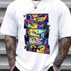 Men's Casual Anime Graphic T Shirt Short Sleeve Tee Crew Neck Summer Tops