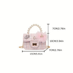 Girls Princess Messenger Bag Mini Crossbody Purse Faux Pearl Handle