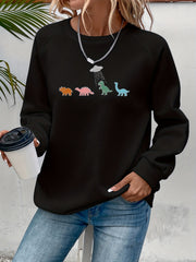 Dino Print Crew Neck Sweatshirt Women's S/F