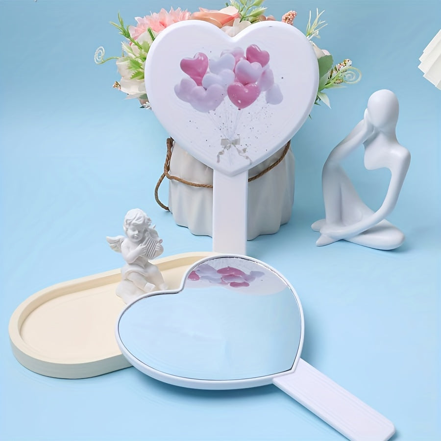 Heart Shape Makeup Mirror Portable Cosmetic Touch up Mirror With Handle