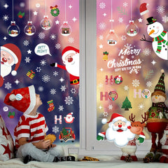 116 Pcs Christmas Window Stickers Santa Reindeer Snowman Snowflake Decoration