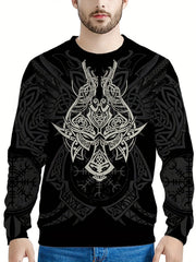 Vintage Graphic Print Men's Sweatshirt Long Sleeve Crew Neck Tops