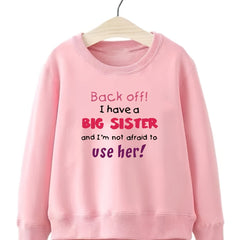 Girls Big Sister Print Long Sleeve Sweatshirt Top Pullovers