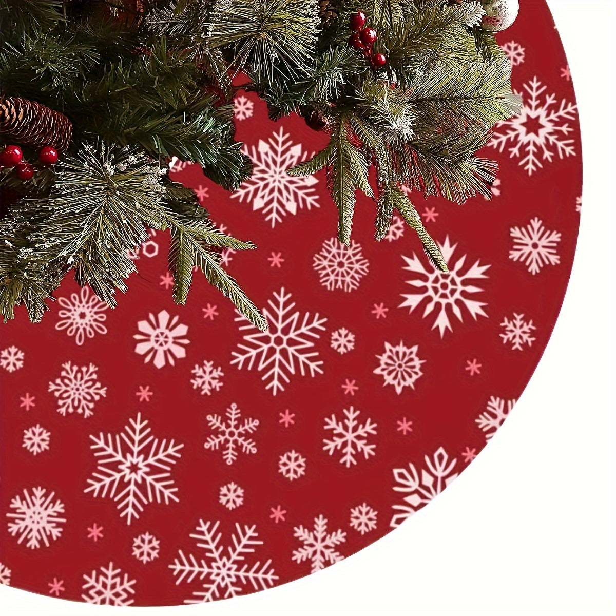 Red Christmas Tree Skirt Xmas Decoration Indoor Outdoor Holiday Decor