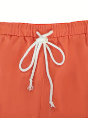 Half Button Long Sleeve Top & Drawstring Shorts