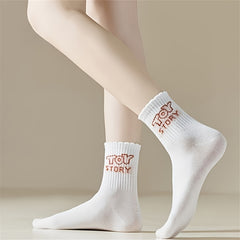 10 Pairs Women's Cartoon Print Mid Tube Socks