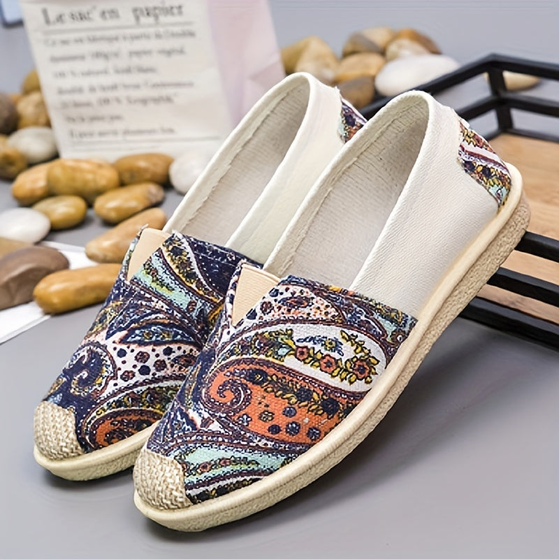 Women's Retro Pattern Canvas Slip-On Sneakers Lightweight Walking Shoes