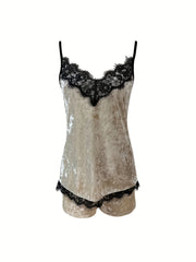 Lace Cami Top & Shorts Set Women's Loungewear