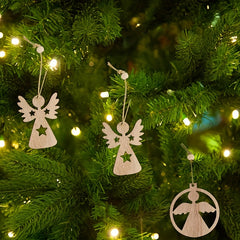 12Pcs Christmas Wooden Pendant Girls Crafts Wood Decor Christmas Tree Pendant
