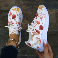 Colorful Maple Leaf & Mushroom Print Casual Shoes for Halloween