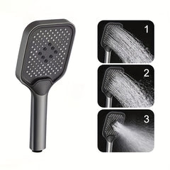 Grey LED Shower System Brass Faucet Set Wall Mount Rain Mixer Combo Set