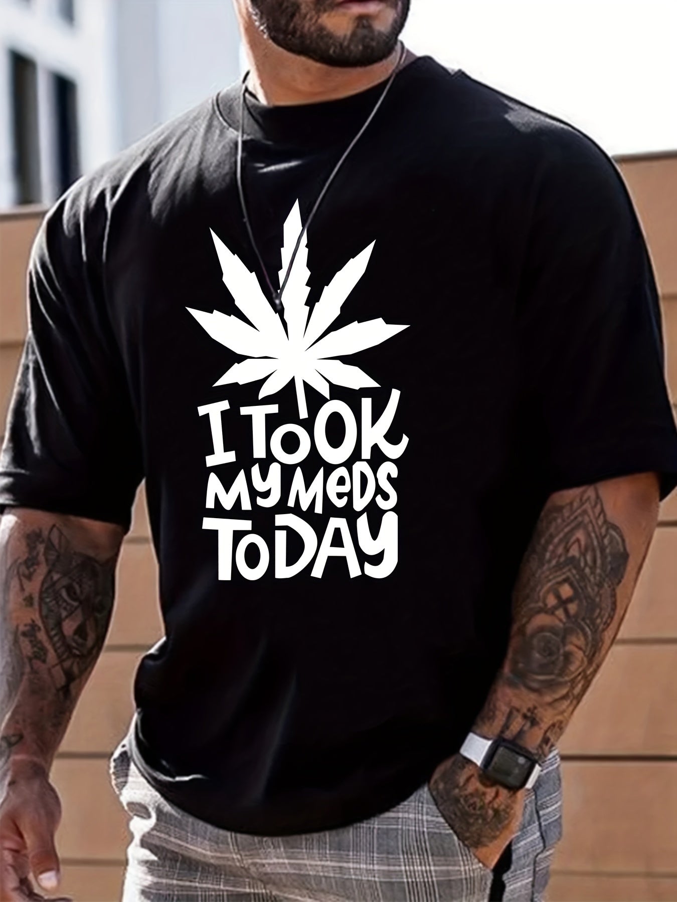 Funny Men's Graphic Novelty T-Shirt - Took My Meds Today Print
