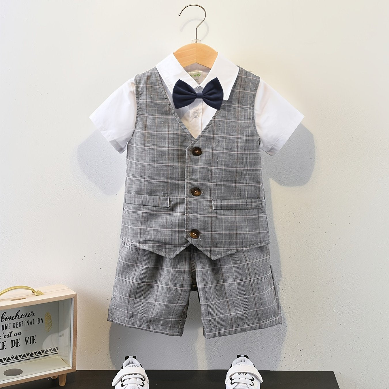 Boys Gentleman Outfit Short Sleeve Set for Wedding Party