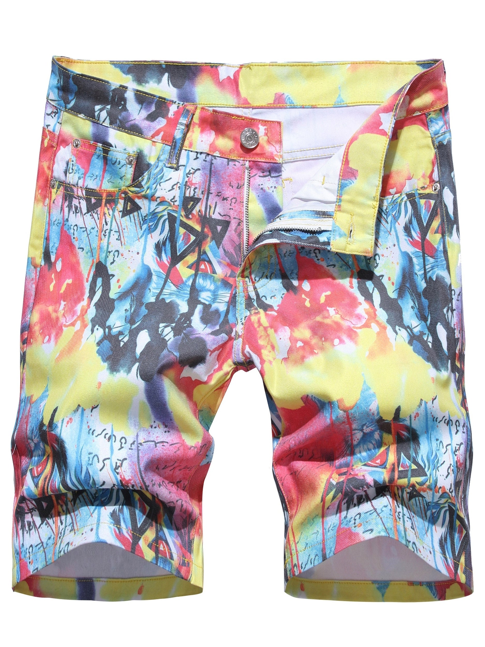 Creative Insect Print Denim Shorts for Men