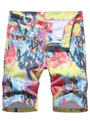 Creative Insect Print Denim Shorts for Men