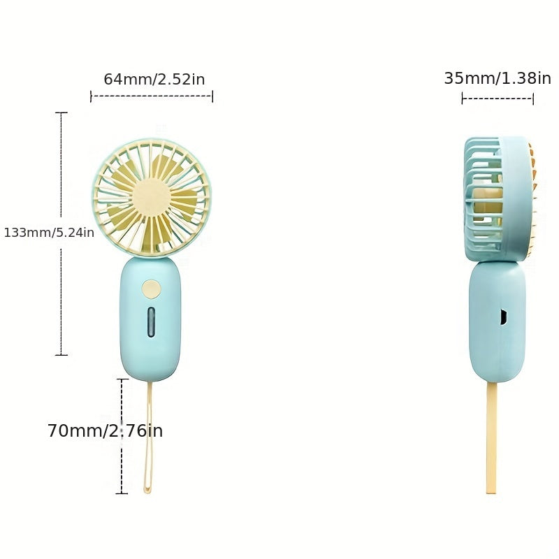 Mini Girls Handheld Fan Summer Portable Carry on Fan 3 Speeds