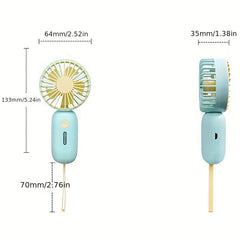 Mini Girls Handheld Fan Summer Portable Carry on Fan 3 Speeds