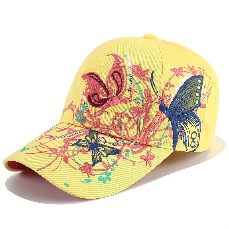 Sequin Butterfly Baseball Cap Outdoor Sunshade Peaked Cap