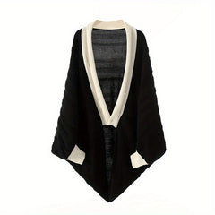 Cashmere Cardigan Large Warm Shawl Wrap Solid Retro Cape With Sleeves