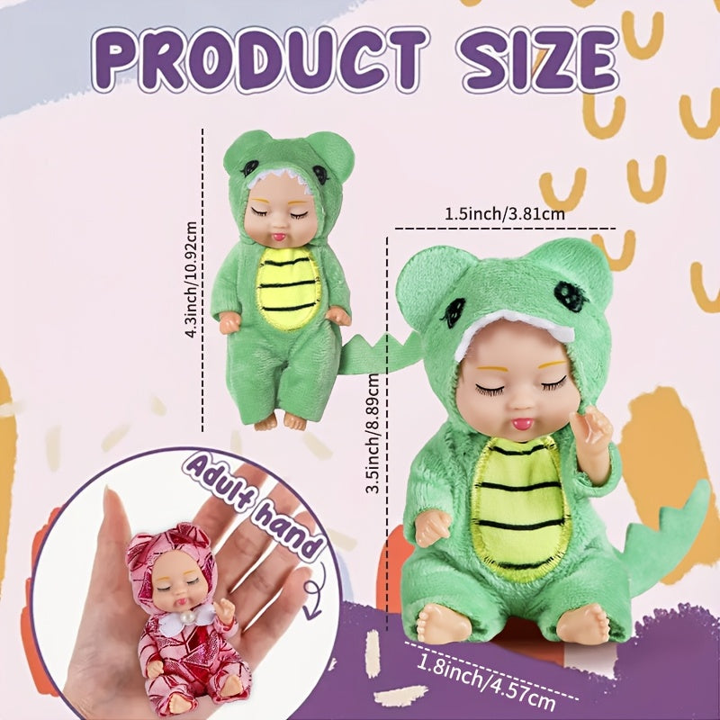8pcs Mini Baby Doll Set 10 PVC Reborn Doll with Pajamas for 3+ Ideal Easter Gift