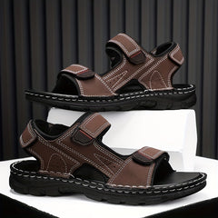 Men's Leather Non slip Sandals Lightweight Quick Dry Comfy Beach Shoes