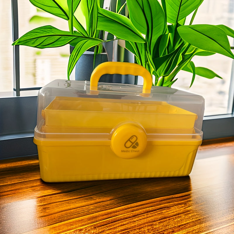 Portable 3-Layer Plastic Storage Box for First Aid & Medicine