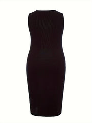 Women's Plus Solid Round Neck Tank Dress