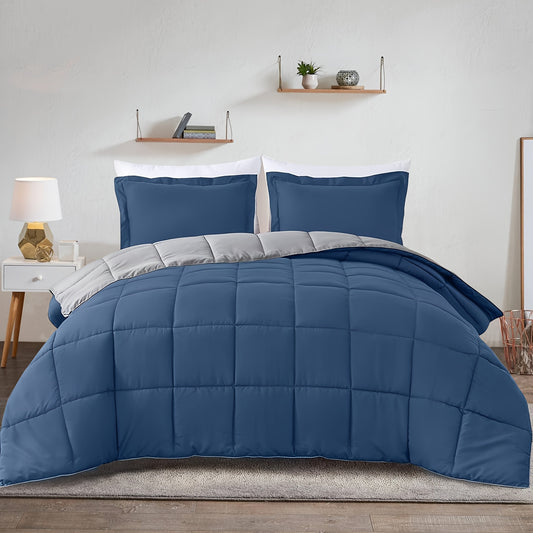 Solid Comforter Set 1 Comforter & 2 Pillow Shams Twin Full Queen King